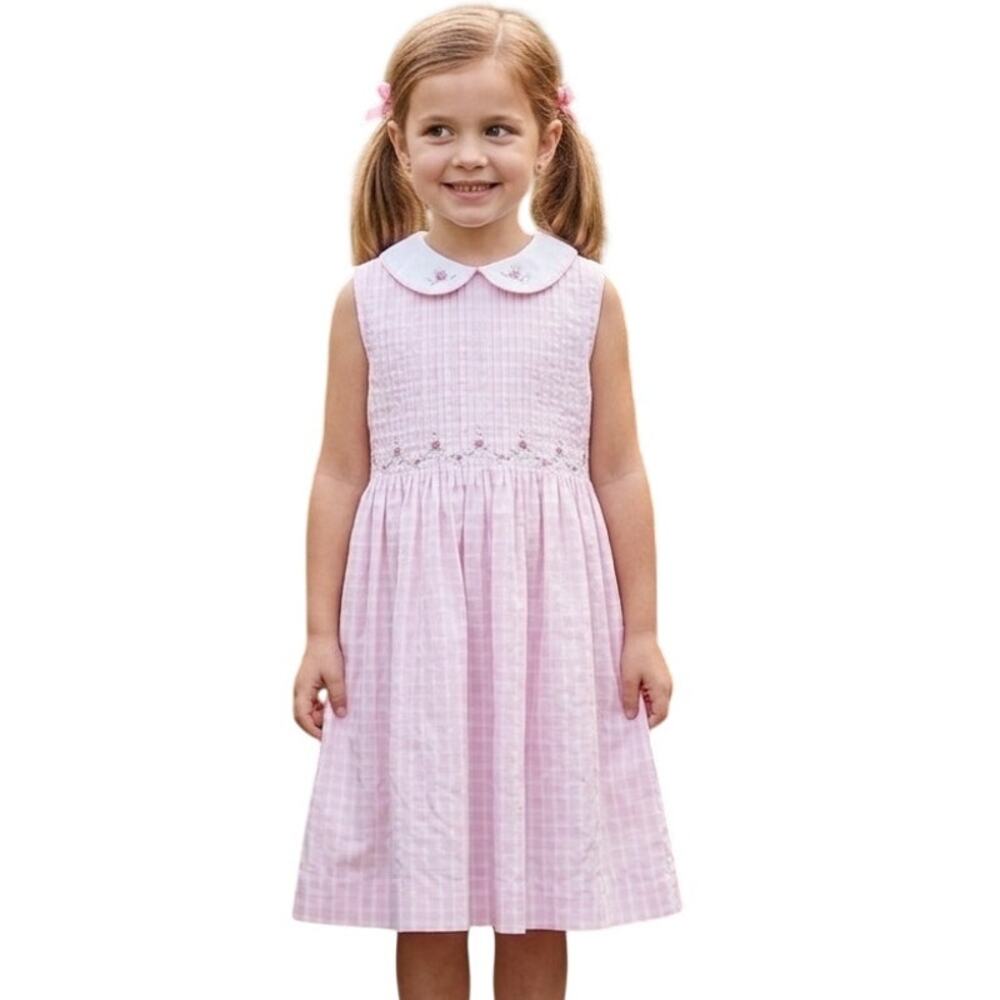 Carriage Boutiques Party Dress Girls Size 6X Embroidered Mini Rosettes Retro